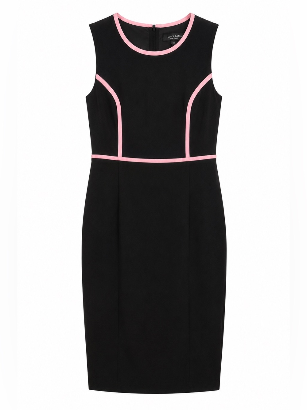 NWT Black Label Evan Picone Black Dress Pink Trim Size 6 Sheath Midi